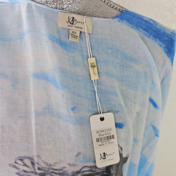 JC Sunny Sky & Mustang Horses Kimono Wrap Duster Swimsuit Cover Up - Picture 8 of 10